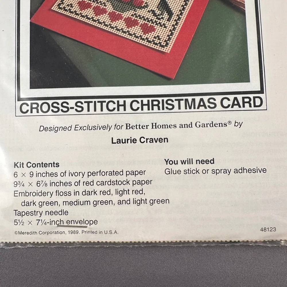 Vtg Better Homes and Gardens Cross Stitch Christmas‎ Card Kit Laurie Craven New